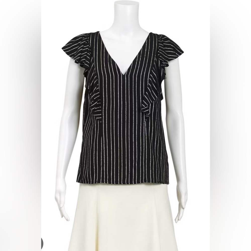 sass & bide sweet Delilah Black and Gold Striped Blouse size 2